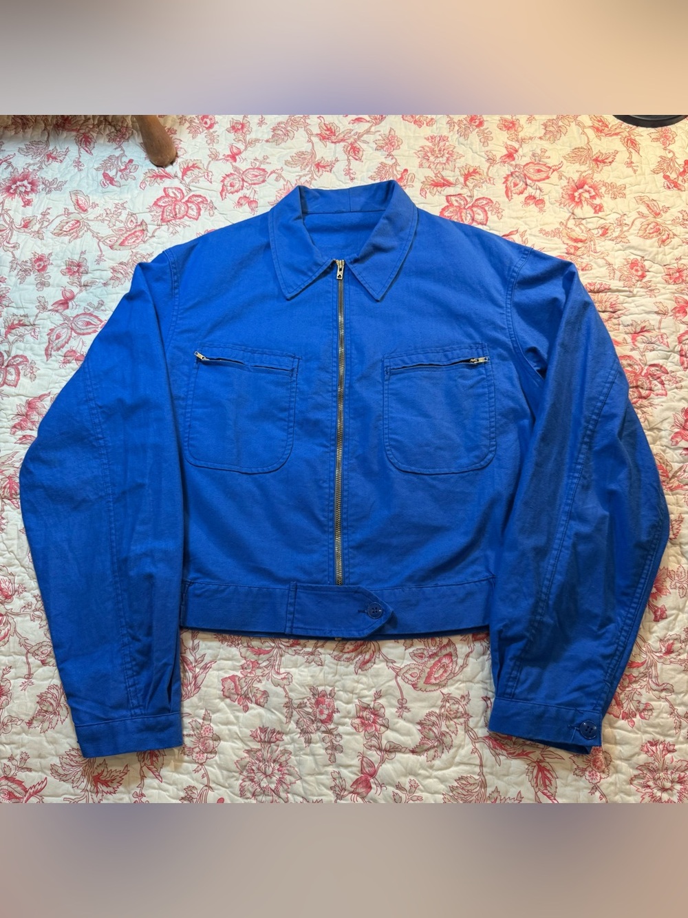Beautiful Vintage 1950s French workwear Le Pigeon Voyageur Blue Men’s Jacket